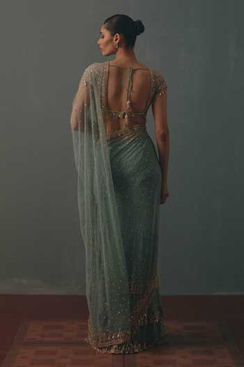 Arpita Mehta Hand Embroidered Pre-Draped Saree With Blouse 