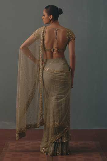 Arpita Mehta Hand Embroidered Pre-Draped Saree & Blouse Set 