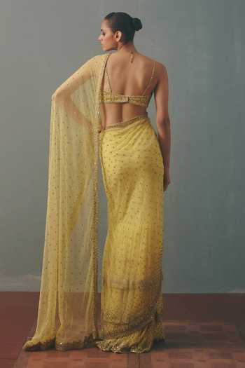 Arpita Mehta Mirror Work Pre-Draped Saree With Blouse