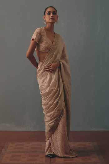 Arpita Mehta Hand Embroidered Pre-Draped Saree & Blouse Set
