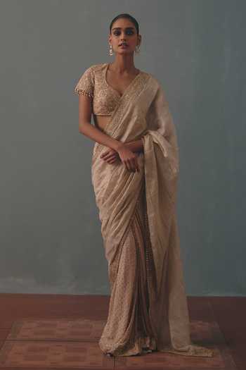 Arpita Mehta Hand Embroidered Pre-Draped Saree & Blouse Set