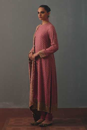 Arpita Mehta Purple Round Neck, Yes Hand Embroidered Kurta Set Online at Aza Fashions Arpita Mehta_Purple Round Neck, Yes Hand Embroidered Kurta Set _Online_at_Aza_Fashions
