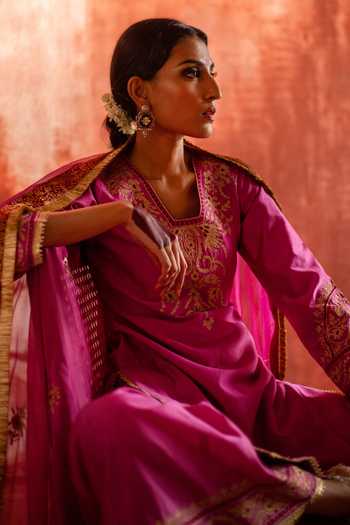 Buy Studio Rang by Swati Pink Chanderi Silk, Chiffon Gulaabi Aankhein Embroidered Kurta Sharara Set Online at Aza Fashions Buy_Studio Rang by Swati_Pink Chanderi Silk, Chiffon Gulaabi Aankhein Embroidered Kurta Sharara Set _Online_at_Aza_Fashions