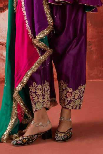 Shop Studio Rang by Swati Purple Chanderi Silk, Silk, Chiffon Boat Rangon Ki Baraat Embroidered Kurta Set Online at Aza Fashions Shop_Studio Rang by Swati_Purple Chanderi Silk, Silk, Chiffon Boat Rangon Ki Baraat Embroidered Kurta Set _Online_at_Aza_Fashions
