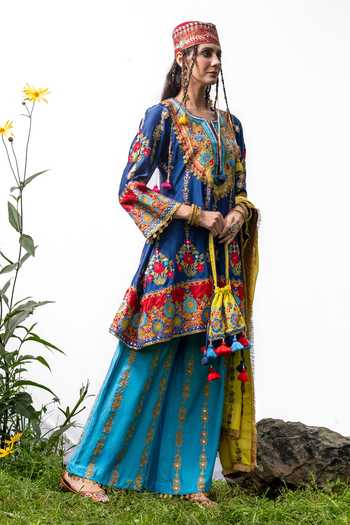 Buy Studio Rang by Swati Blue Silk, Chanderi, Cotton, Chiffon Gota Darya-e-rang Embroidered Kurta Set Online at Aza Fashions Buy_Studio Rang by Swati_Blue Silk, Chanderi, Cotton, Chiffon Gota Darya-e-rang Embroidered Kurta Set _Online_at_Aza_Fashions