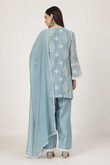 KAPAAS Lace Work Chanderi Kurta Set 