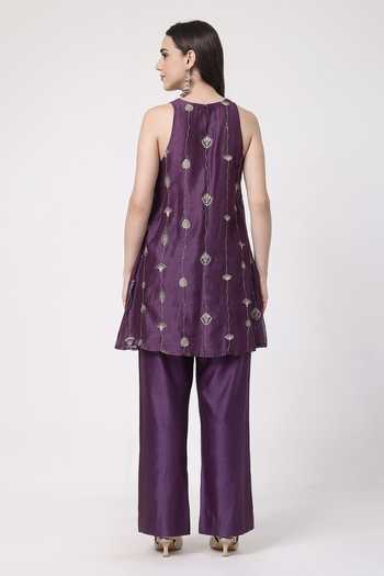 KAPAAS Violet A-Line Kurta Set 