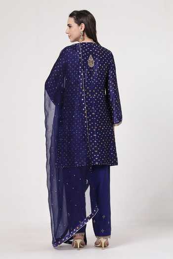 KAPAAS Midnight Blue Bandhani Kurta Set 