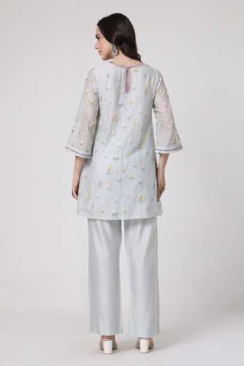 KAPAAS Mint Blue A-Line Kurta Set 