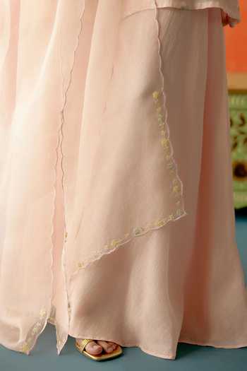 Buy KAPAAS Pink Organza, Chanderi Keyhole Neck Pankhudi Embroidered Kurta Sharara Set Online at Aza Fashions Buy_KAPAAS_Pink Organza, Chanderi Keyhole Neck Pankhudi Embroidered Kurta Sharara Set _Online_at_Aza_Fashions