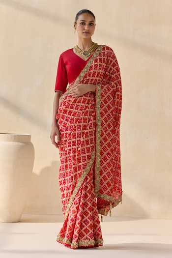 5elements Sinduri Rekha Embroidered Saree With Blouse 