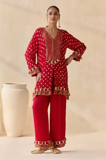 5elements Adhira Bandhani Pattern Kurta Set 