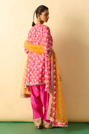 Gopi Vaid Anvi Print High-Low Kurta Farshi Salwar Set 