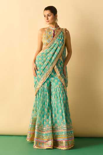 Gopi Vaid Labdhi Pre-Draped Sharara Saree With Blouse 