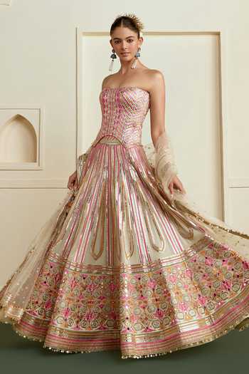 Gopi Vaid Ameesha Embroidered Blouse Flared Lehenga Set 