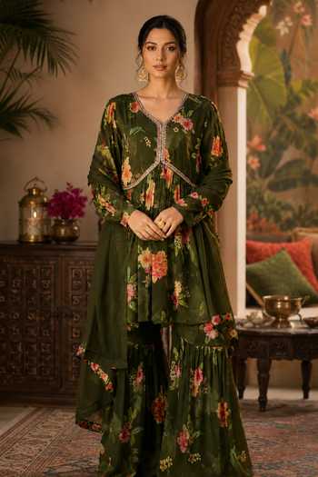 Jhambthreads Printed Kurta Sharara Set 