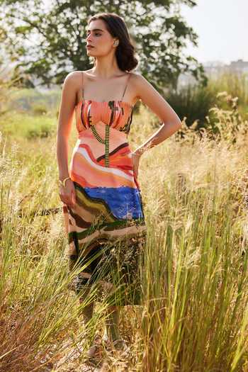 Shop ZiP by Payal & Zinal Multi Color Satin Square Neck Sandy Sorbet Baby Dress Online at Aza Fashions Shop_ZiP by Payal & Zinal_Multi Color Satin Square Neck Sandy Sorbet Baby Dress _Online_at_Aza_Fashions