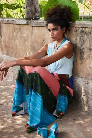 Shop ZiP by Payal & Zinal Multi Color Lycra Plunge Neck Waves And Wonders Dress Online at Aza Fashions Shop_ZiP by Payal & Zinal_Multi Color Lycra Plunge Neck Waves And Wonders Dress _Online_at_Aza_Fashions