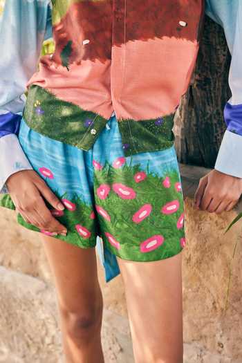 ZiP by Payal & Zinal Multi Color Cotton, Linen Garden Galore Blazer And Shorts Set Online at Aza Fashions ZiP by Payal & Zinal_Multi Color Cotton, Linen Garden Galore Blazer And Shorts Set _Online_at_Aza_Fashions