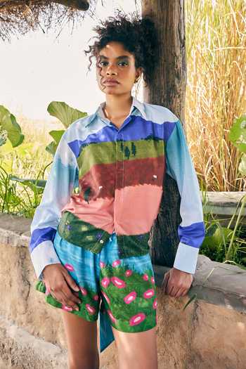 ZiP by Payal & Zinal Garden Galore Cotton Linen Blazer & Shorts Set