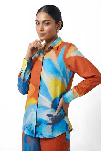 Poppi Color Block Pattern Shirt & Pant Set 
