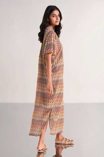 Buy Dash And Dot Multi Color Polyester V-neck Crochet Knit Maxi Dress Online at Aza Fashions Buy_Dash And Dot_Multi Color Polyester V-neck Crochet Knit Maxi Dress _Online_at_Aza_Fashions