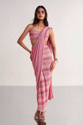 Dash And Dot Crochet Knit Draped Saree Skirt 