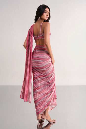 Dash And Dot Crochet Knit Draped Saree Skirt 