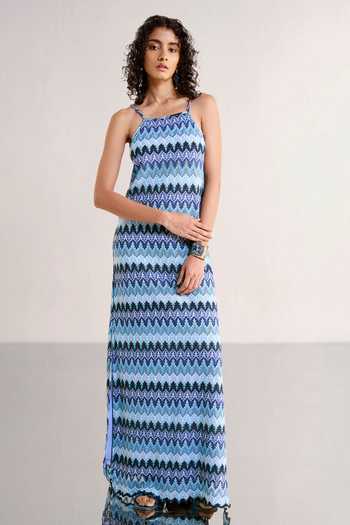 Buy_Dash And Dot_Multi Color Polyester Square Neck Strappy Textured Crochet Knit Dress _Online_at_Aza_Fashions