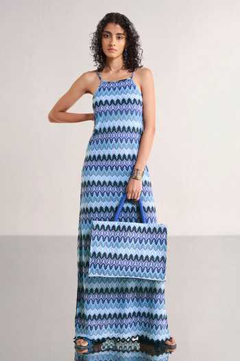Shop_Dash And Dot_Multi Color Polyester Square Neck Strappy Textured Crochet Knit Dress _Online_at_Aza_Fashions