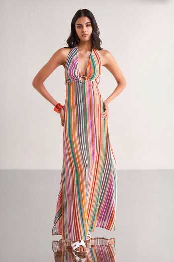 Dash And Dot Halter Neck Crochet Knit Dress