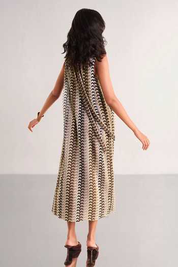 Dash And Dot Crochet Knit Back Knot Midi Dress 