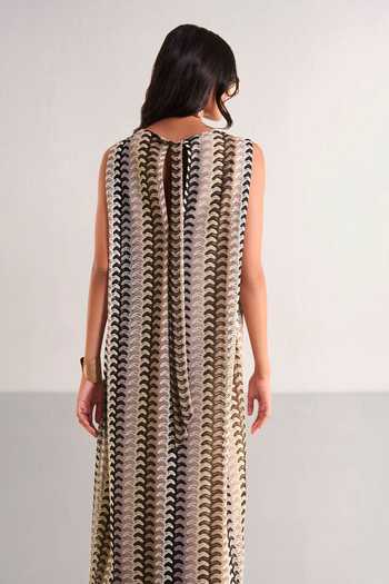 Buy Dash And Dot Multi Color Polyester Boat Neck Crochet Knit Back Knot Midi Dress Buy_Dash And Dot_Multi Color Polyester Boat Neck Crochet Knit Back Knot Midi Dress