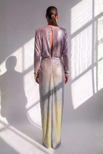 Nikita Mhaisalkar Draped Ombre Sheeted Georgette Dress 