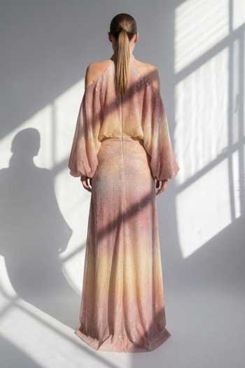 Nikita Mhaisalkar Rose Diffused Print Sequin Georgette Maxi Dress 