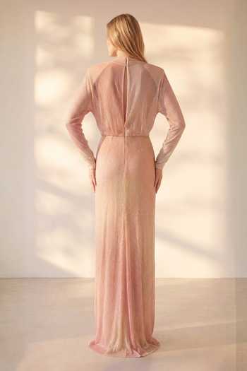 Nikita Mhaisalkar Draped Sequin Georgette Maxi Dress 