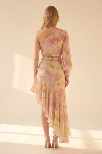 Nikita Mhaisalkar Bloom Pattern Cropped Top & Ruffled Skirt Set 