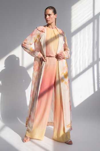 Nikita Mhaisalkar_Multi Color Georgette Blush Bloom Print Jumpsuit With Jacket _Online_at_Aza_Fashions