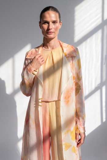 Buy_Nikita Mhaisalkar_Multi Color Georgette Blush Bloom Print Jumpsuit With Jacket _Online_at_Aza_Fashions