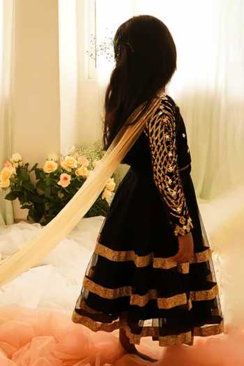 Shop_Pinkcow designs pvt ltd_Black Velvet Embellished Blouse _Online_at_Aza_Fashions