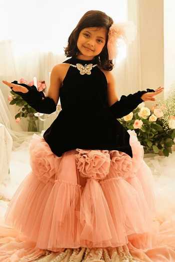 Pinkcow designs pvt ltd Butterfly Bloom Velvet Gown