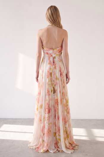 Nikita Mhaisalkar Blush Bloom Print Silk Organza Dress 