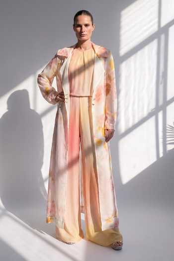Nikita Mhaisalkar Blush Bloom Print Jumpsuit With Jacket 