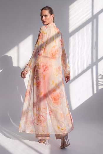 Nikita Mhaisalkar Blush Bloom Print Jumpsuit With Jacket 