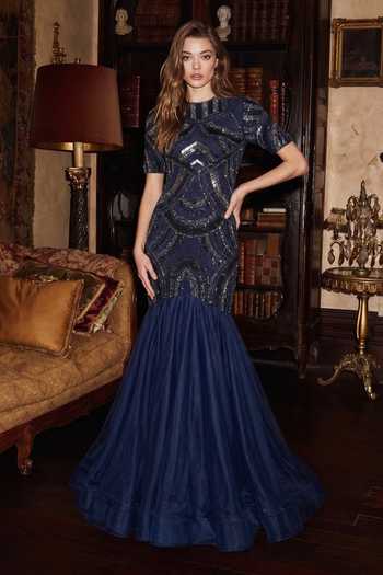 Nikita Mhaisalkar Metallic Embellished Tulle Gown 