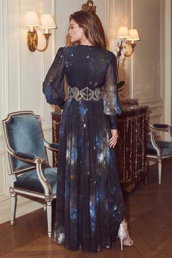 Nikita Mhaisalkar Galaxy Print Dress & Belt Set