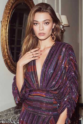 Buy Nikita Mhaisalkar Purple Georgette Plunge Neck Sequin Dress Online at Aza Fashions Buy_Nikita Mhaisalkar_Purple Georgette Plunge Neck Sequin Dress _Online_at_Aza_Fashions