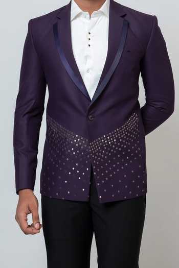 YOSEBA Purple Polyester, Cotton Salli Embroidered Blazer And Trouser Set For Kids Online at Aza Fashions YOSEBA_Purple Polyester, Cotton Salli Embroidered Blazer And Trouser Set For Kids_Online_at_Aza_Fashions
