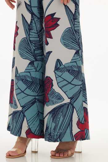 Koai White Muslin, Cotton, Silk Floral Blossom Pattern Pant For Kids Online at Aza Fashions Koai_White Muslin, Cotton, Silk Floral Blossom Pattern Pant For Kids_Online_at_Aza_Fashions