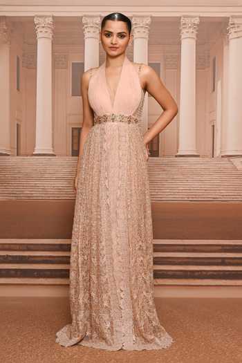 Tarun Tahiliani Embellished Back Tie Gown 
